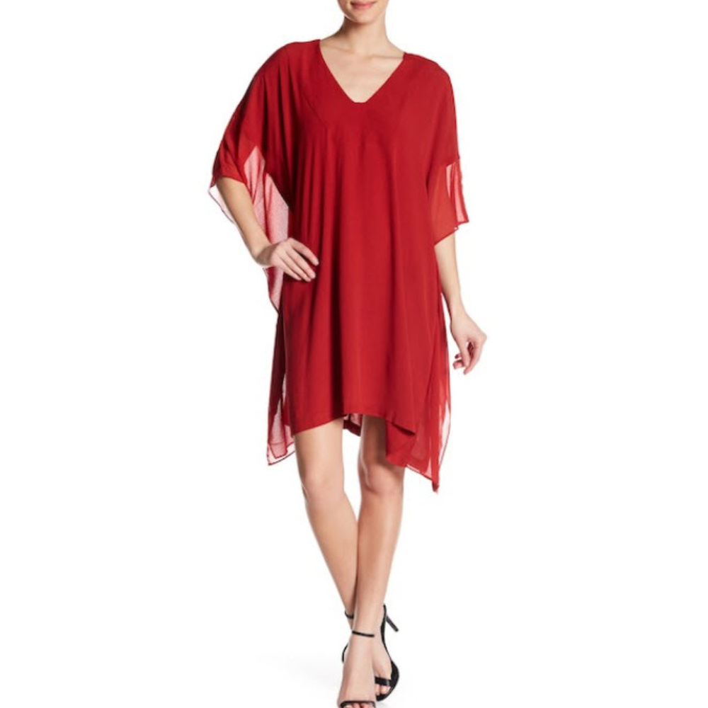Matty M V-Neck Crepe Caftan Dress XS $118